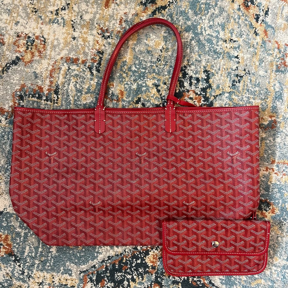Goyard Saint Louis Tote Bad Red PM Coated Canvas